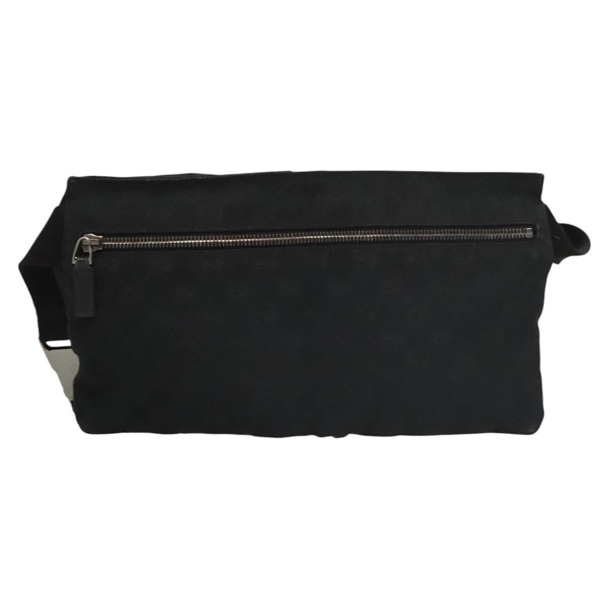 GUCCI GG Canvas Waist bag Black Silver 28566 Auth am8162