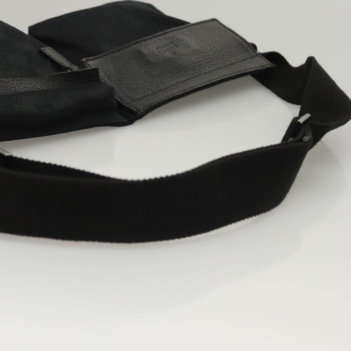 GUCCI GG Canvas Waist bag Black Silver 28566 Auth am8162