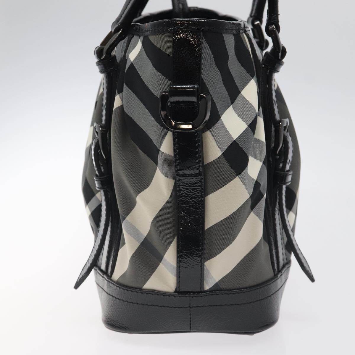 BURBERRY Nova Check Tote Bag Nylon Black Auth am8192