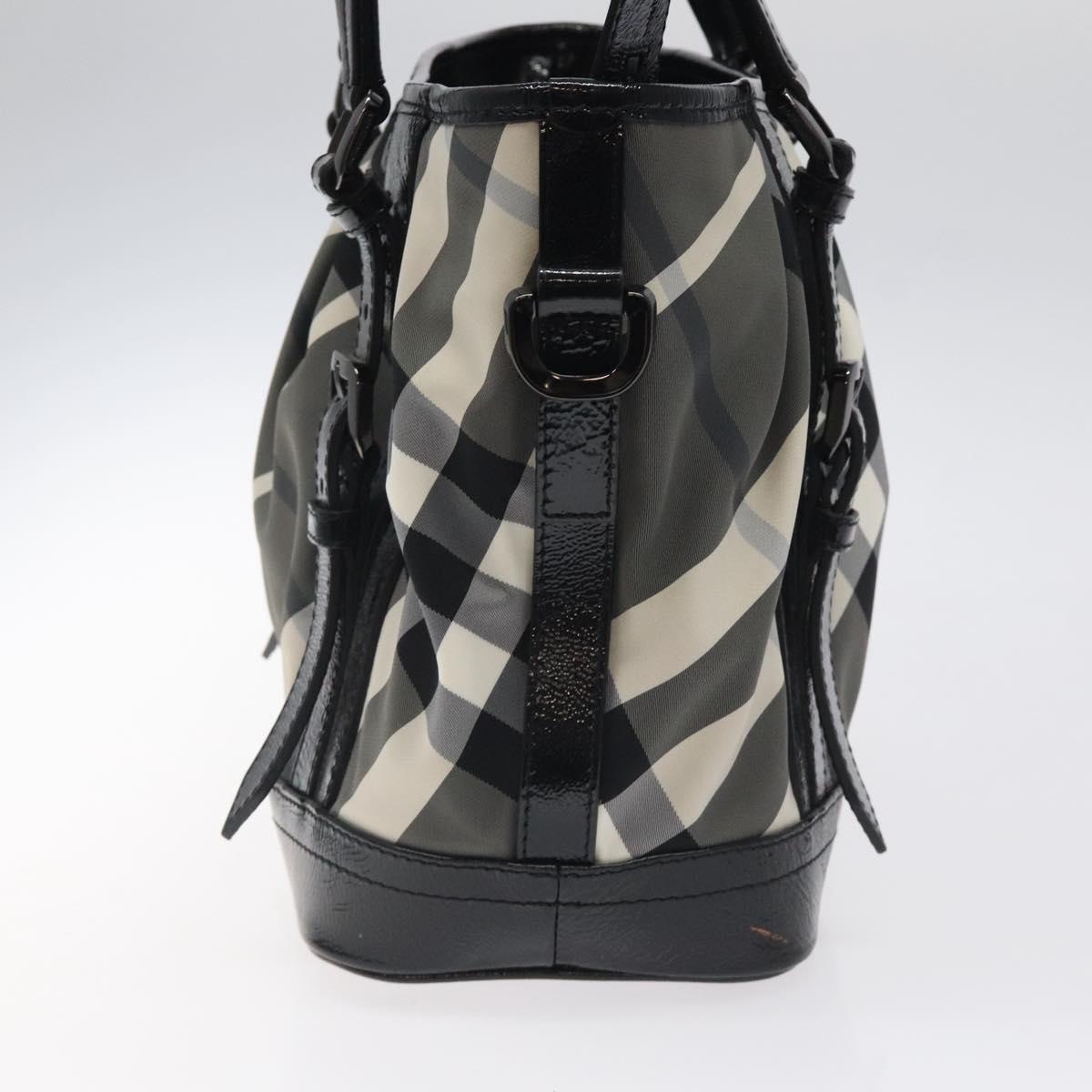 BURBERRY Nova Check Tote Bag Nylon Black Auth am8192