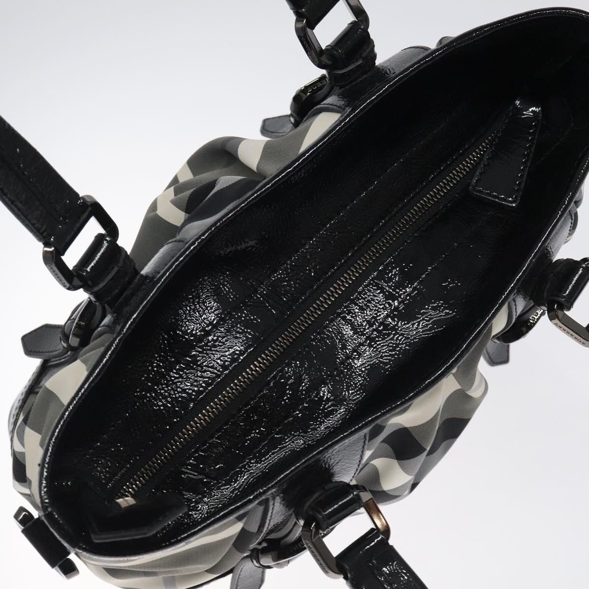 BURBERRY Nova Check Tote Bag Nylon Black Auth am8192