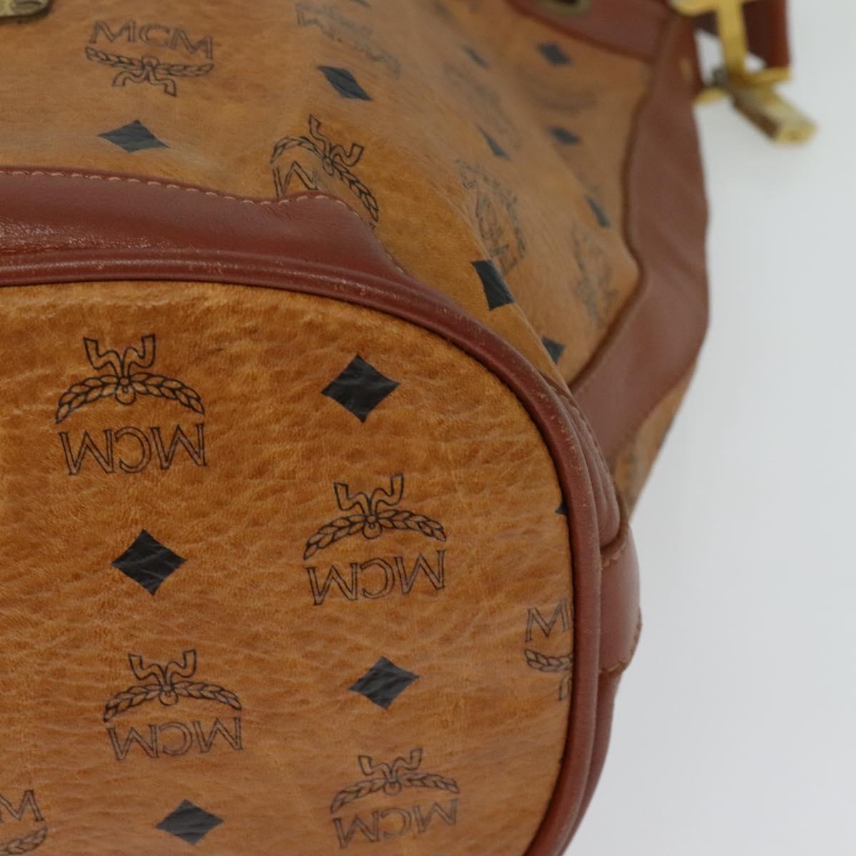 MCM Logogram Vicetos Shoulder Bag PVC Leather Brown Gold Auth am8195