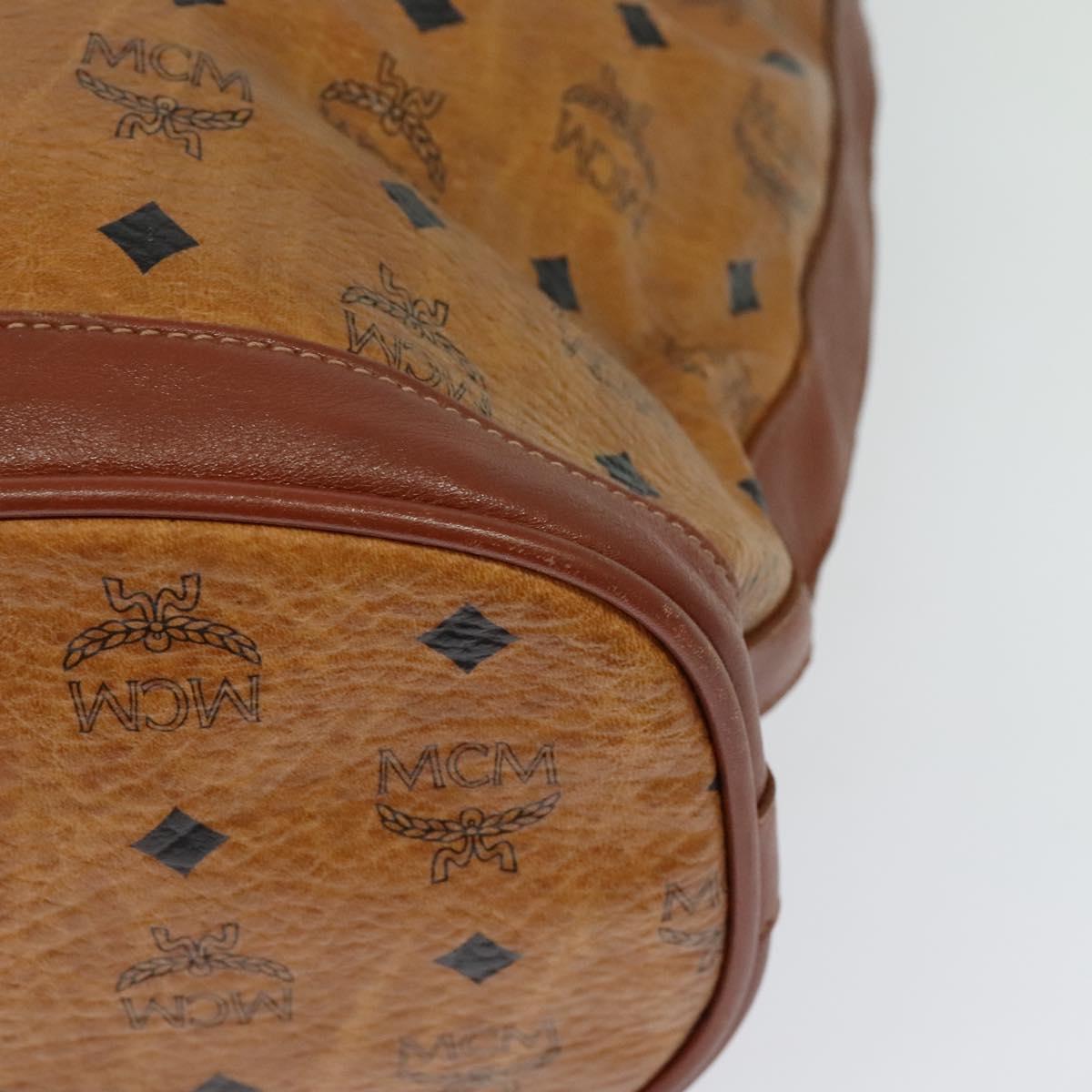 MCM Logogram Vicetos Shoulder Bag PVC Leather Brown Gold Auth am8195