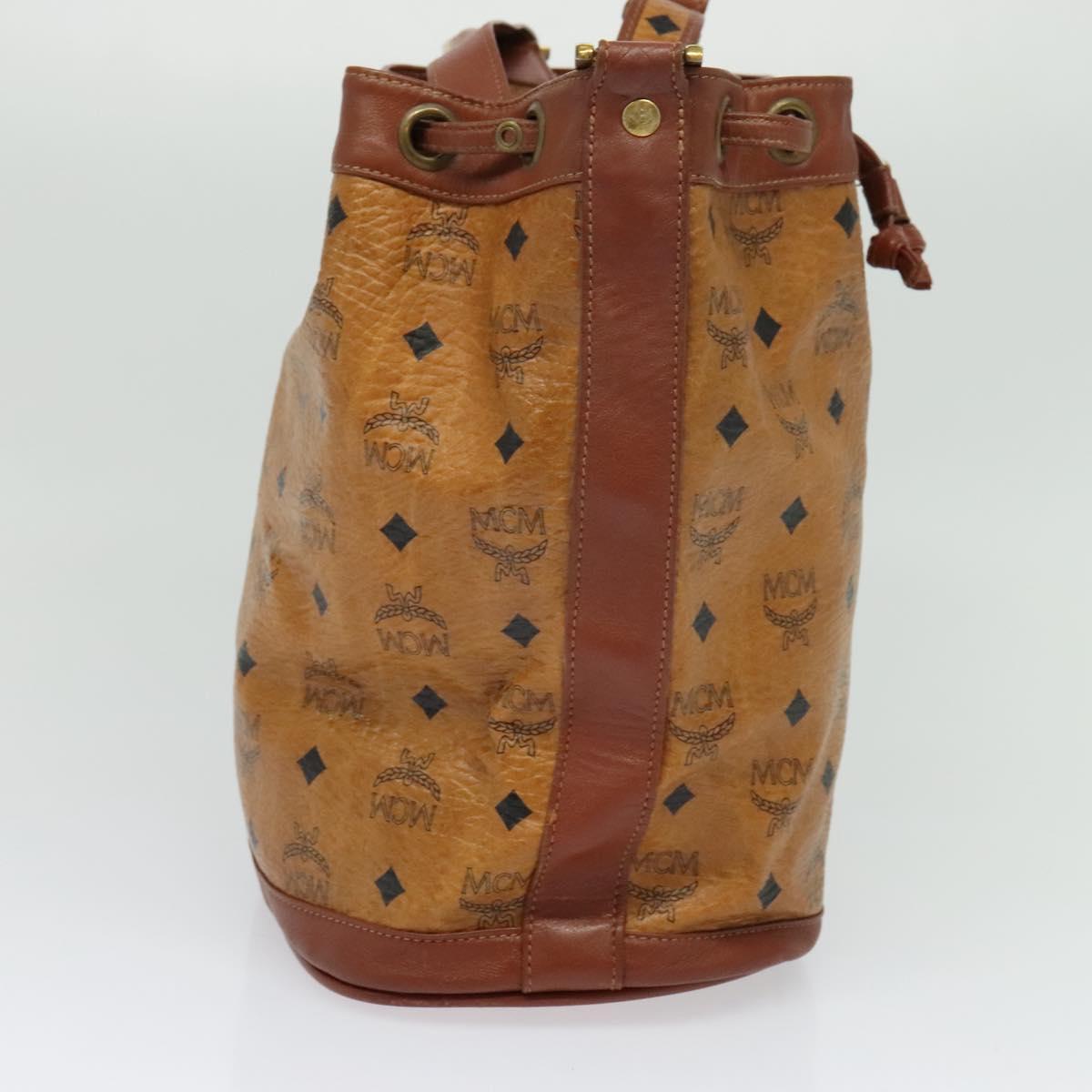 MCM Logogram Vicetos Shoulder Bag PVC Leather Brown Gold Auth am8195