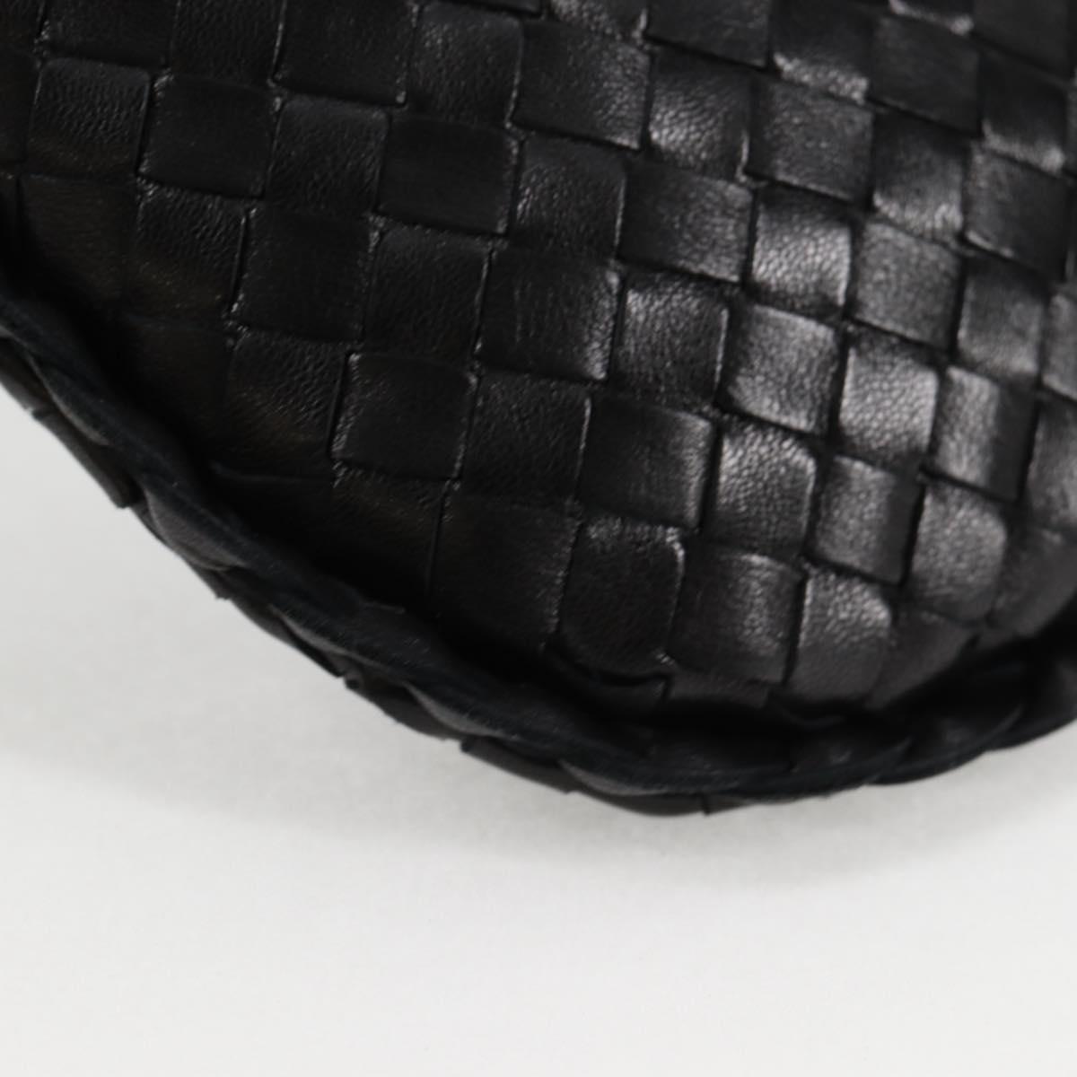 BOTTEGA VENETA INTRECCIATO Mini Hobo Hand Bag Leather Black Gold Auth am8217M