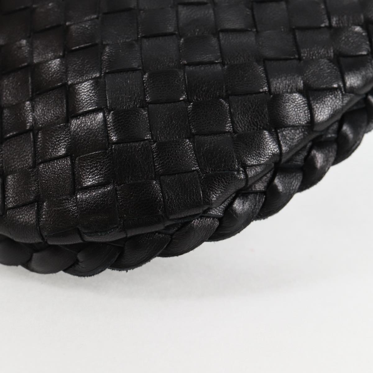 BOTTEGA VENETA INTRECCIATO Mini Hobo Hand Bag Leather Black Gold Auth am8217M