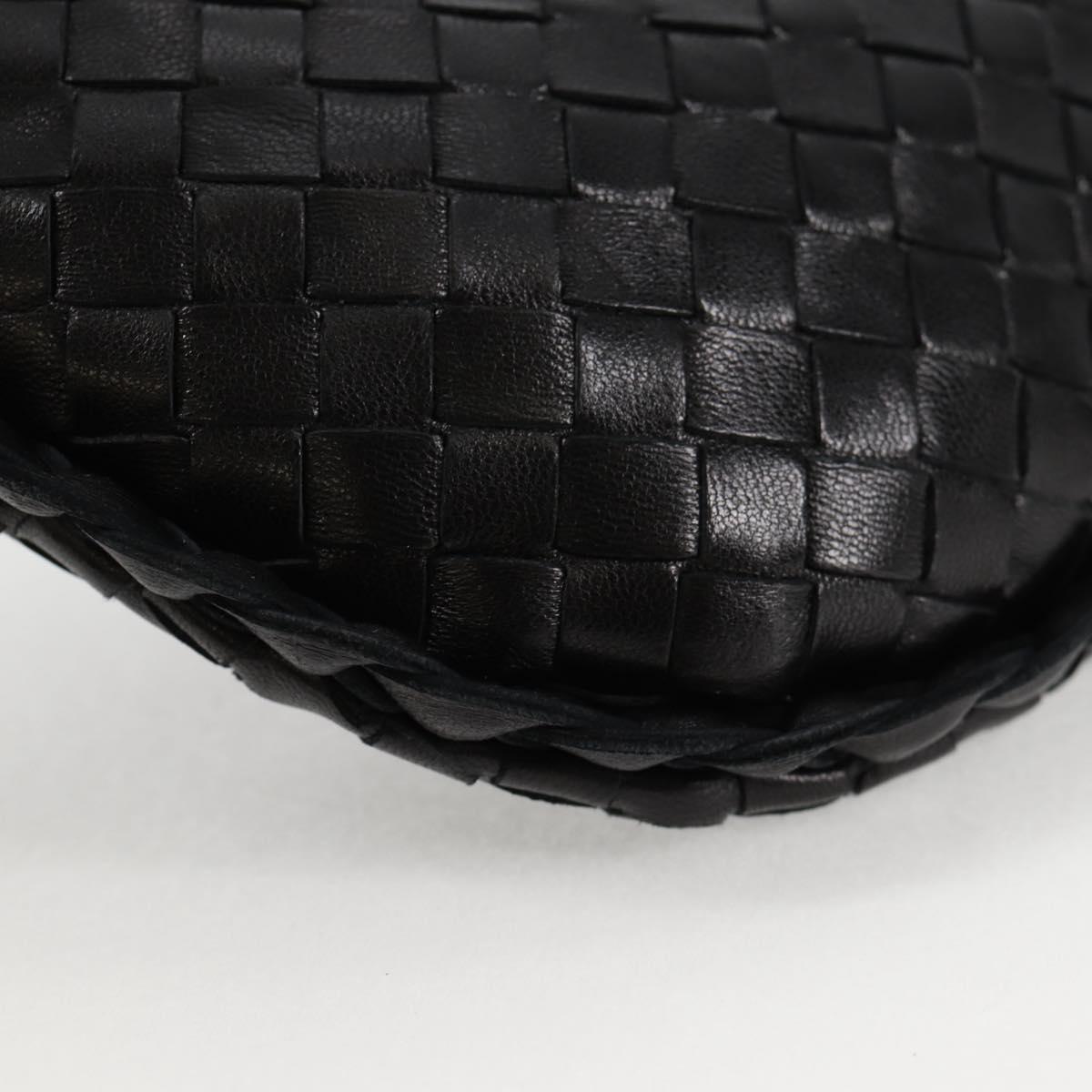 BOTTEGA VENETA INTRECCIATO Mini Hobo Hand Bag Leather Black Gold Auth am8217M