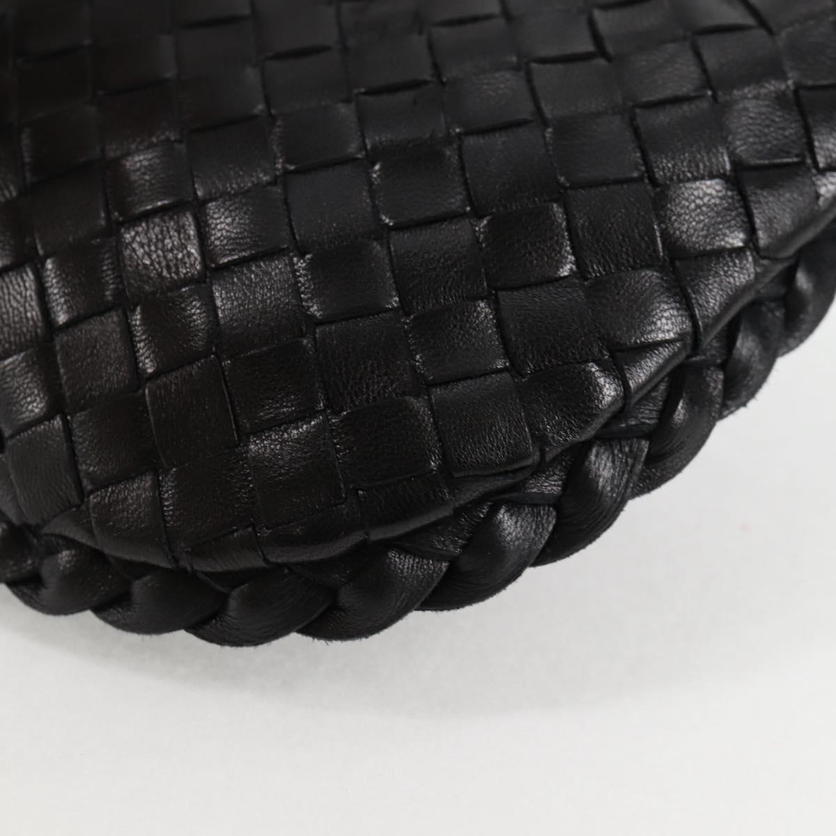 BOTTEGA VENETA INTRECCIATO Mini Hobo Hand Bag Leather Black Gold Auth am8217M