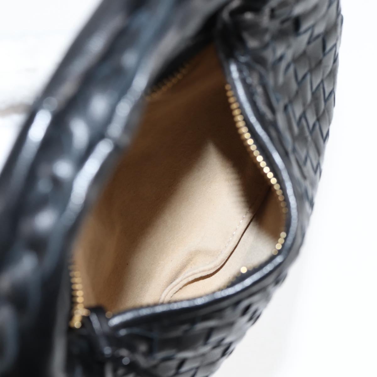 BOTTEGA VENETA INTRECCIATO Mini Hobo Hand Bag Leather Black Gold Auth am8217M