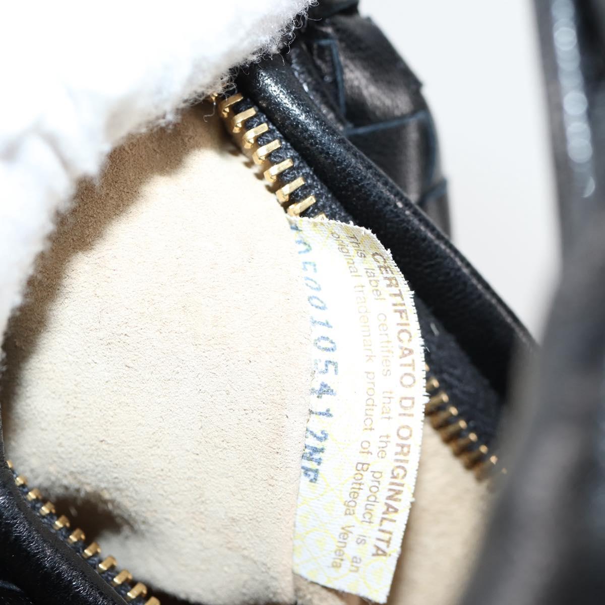 BOTTEGA VENETA INTRECCIATO Mini Hobo Hand Bag Leather Black Gold Auth am8217M