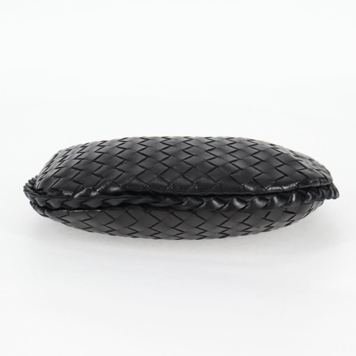 BOTTEGA VENETA INTRECCIATO Mini Hobo Hand Bag Leather Black Gold Auth am8217M