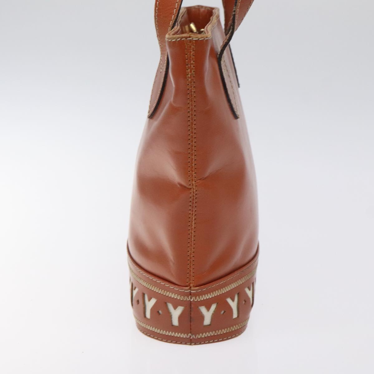 SAINT LAURENT Shoulder Bag Leather Brown Gold Auth am8218