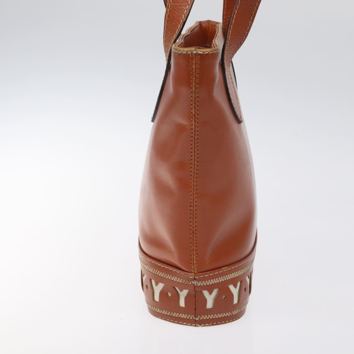 SAINT LAURENT Shoulder Bag Leather Brown Gold Auth am8218