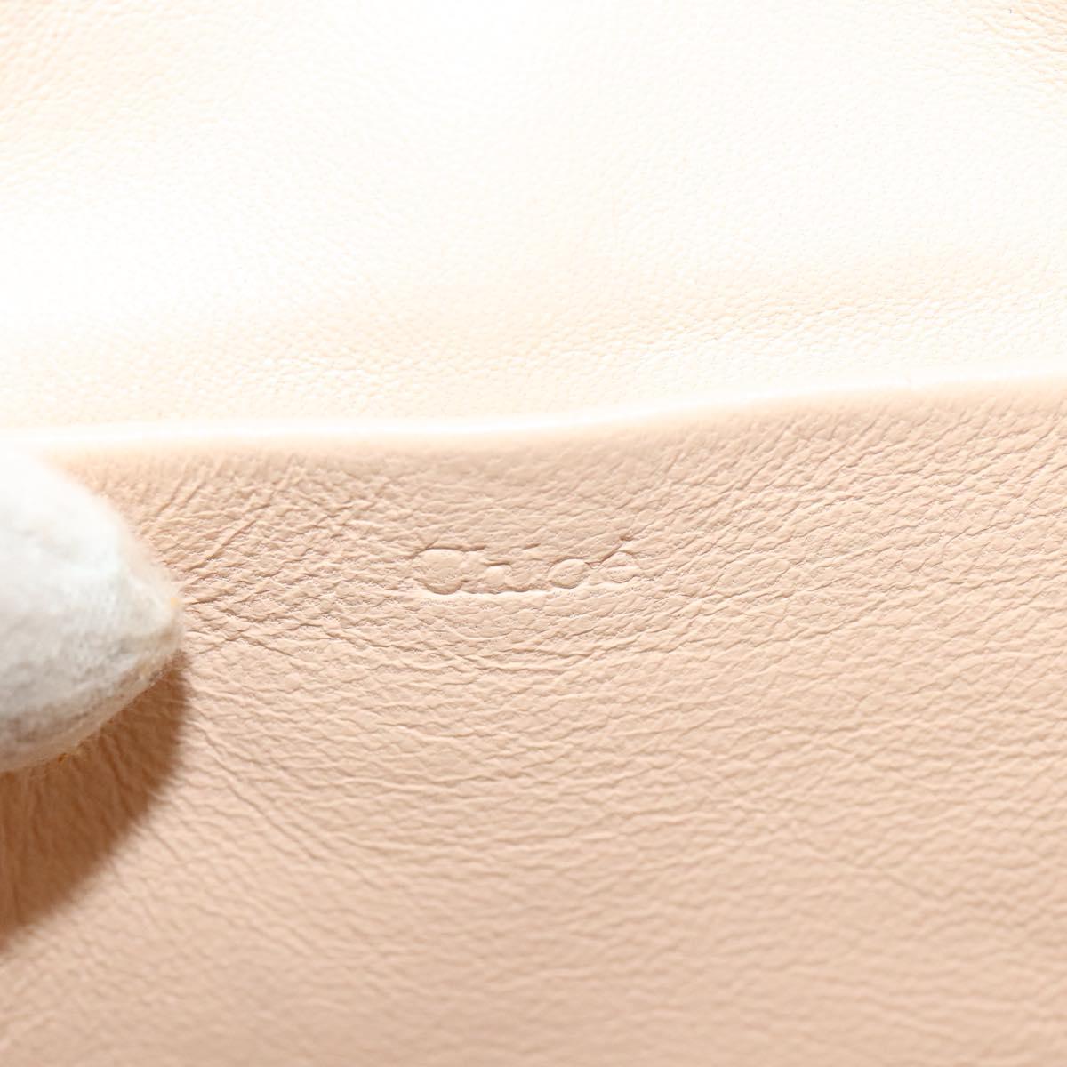 Chloe Chain Shoulder Bag Leather Beige Gold Auth am8219