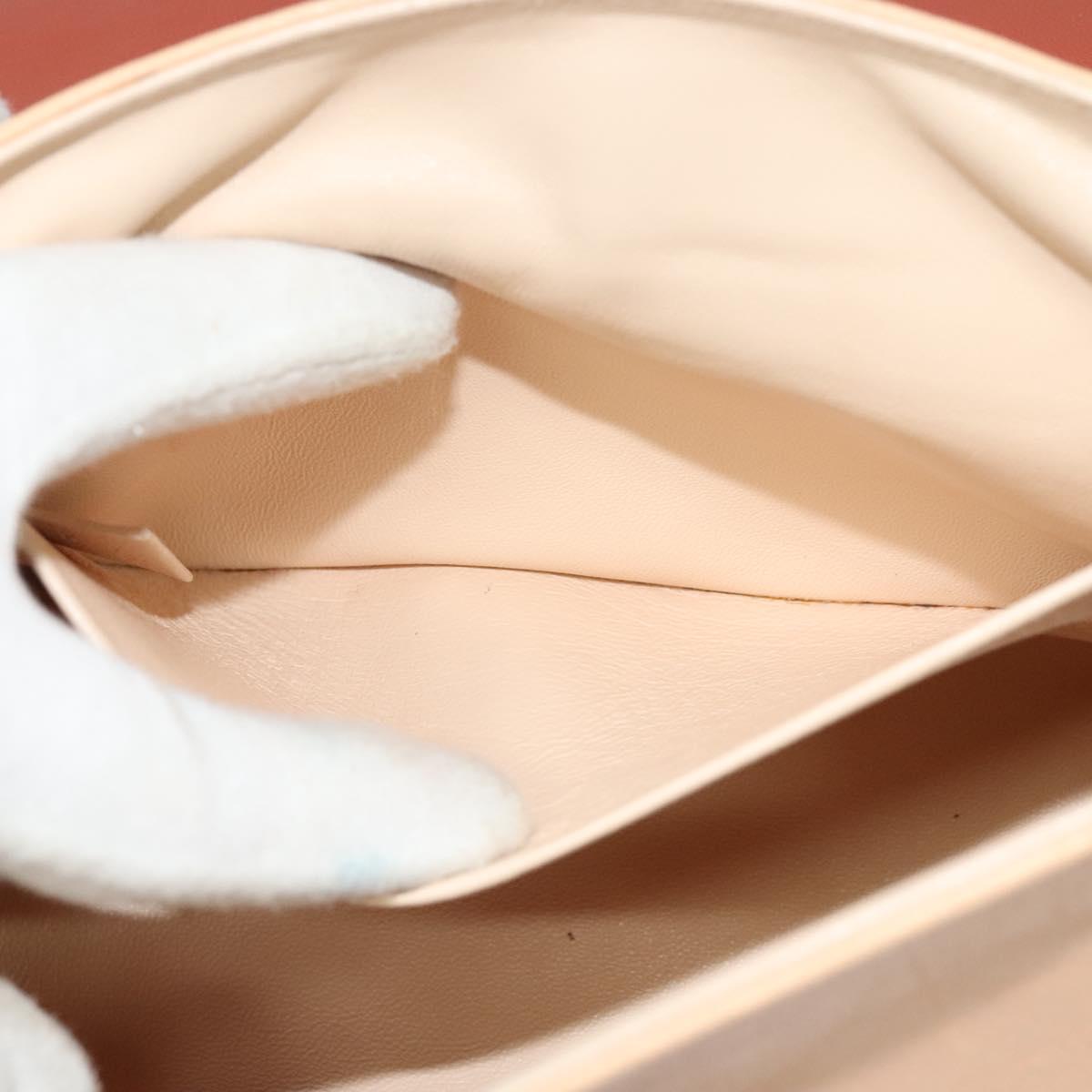 Chloe Chain Shoulder Bag Leather Beige Gold Auth am8219