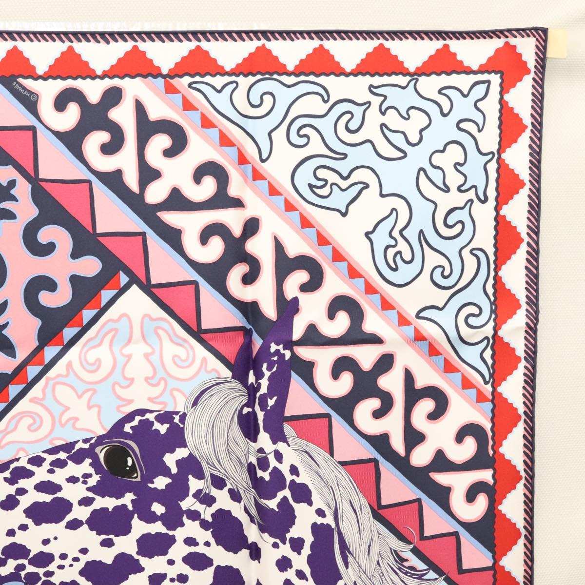 HERMES Carre 90 Scarf ""Appaloosa des Steppes"" Silk Purple Auth am8221