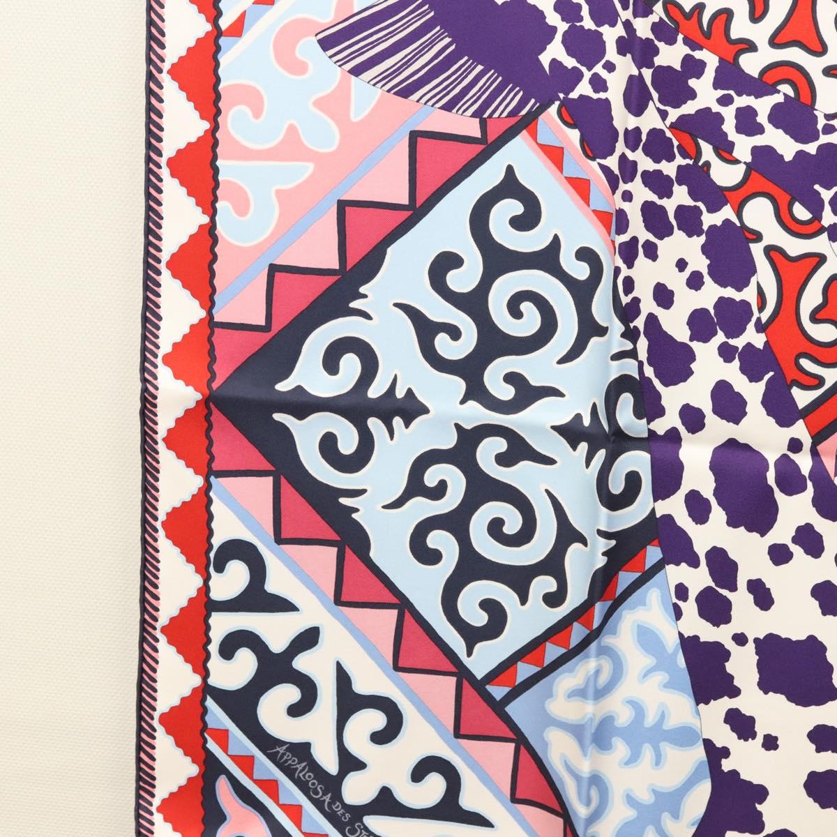 HERMES Carre 90 Scarf ""Appaloosa des Steppes"" Silk Purple Auth am8221
