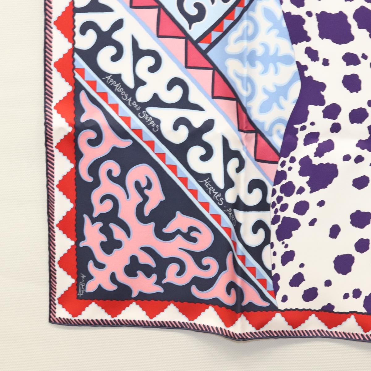 HERMES Carre 90 Scarf ""Appaloosa des Steppes"" Silk Purple Auth am8221