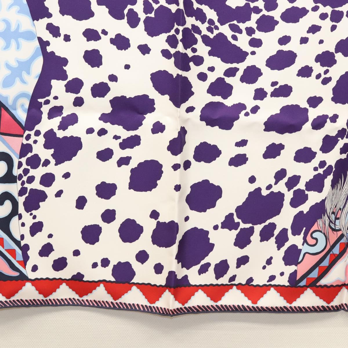 HERMES Carre 90 Scarf ""Appaloosa des Steppes"" Silk Purple Auth am8221