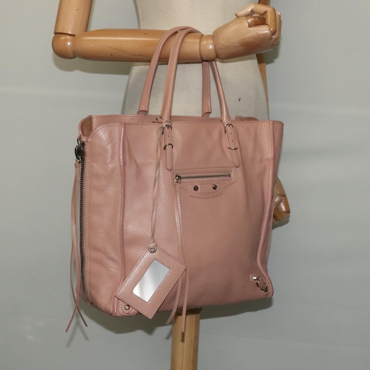BALENCIAGA Mini Paper A4 Hand Bag Leather Pink 357330 Auth am8223V
