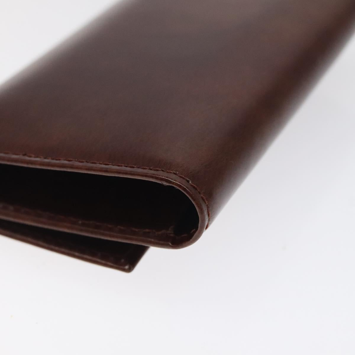 CARTIER Key Case Leather Silver Brown Auth am8224