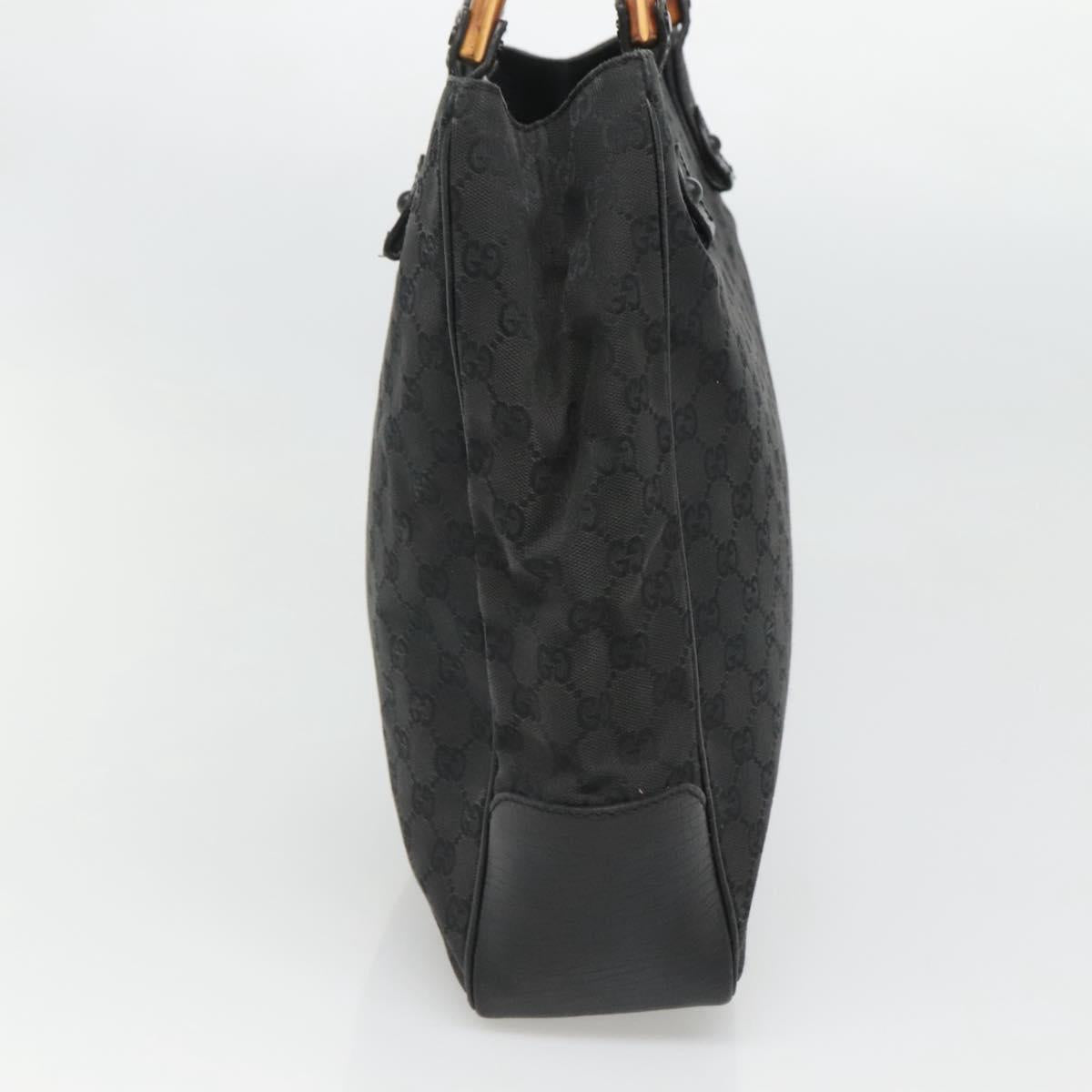 GUCCI GG Canvas Bamboo Tote Bag Black 112530 Auth am8242
