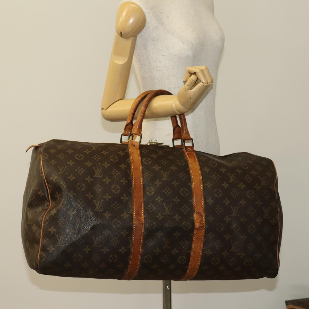 LOUIS VUITTON Monogram Keepall 55 Boston Bag M41424 LV Auth am8247