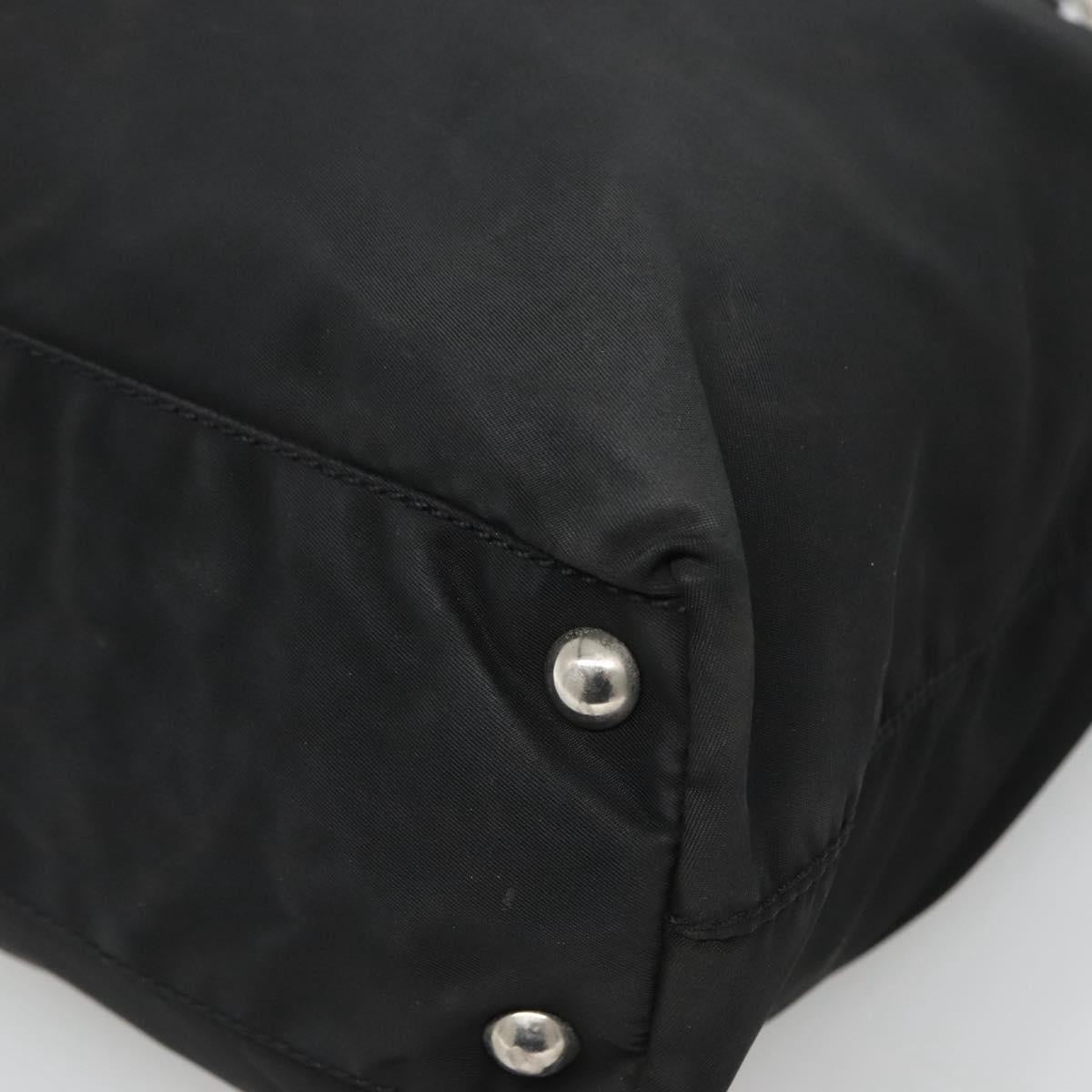 PRADA Tote Bag Nylon Black Silver Auth am8250