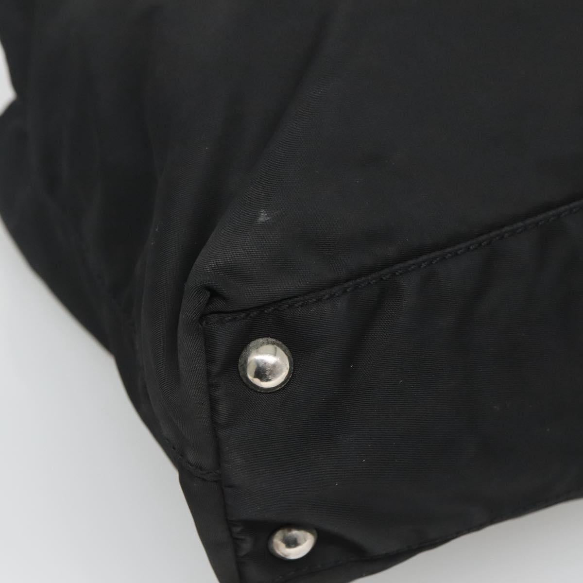 PRADA Tote Bag Nylon Black Silver Auth am8250