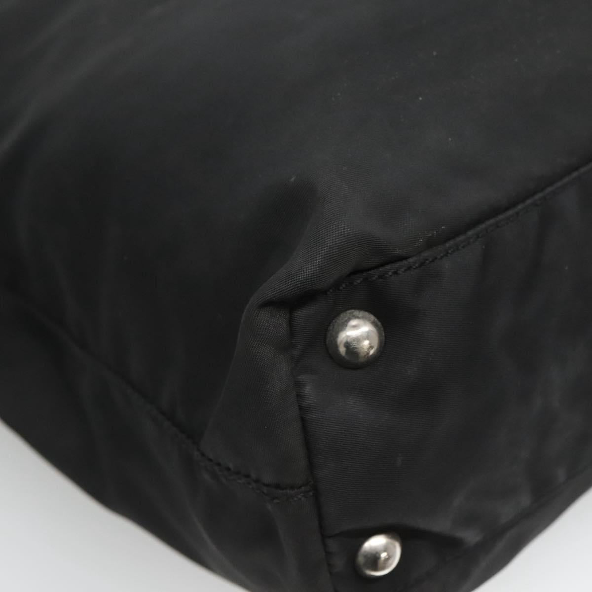 PRADA Tote Bag Nylon Black Silver Auth am8250