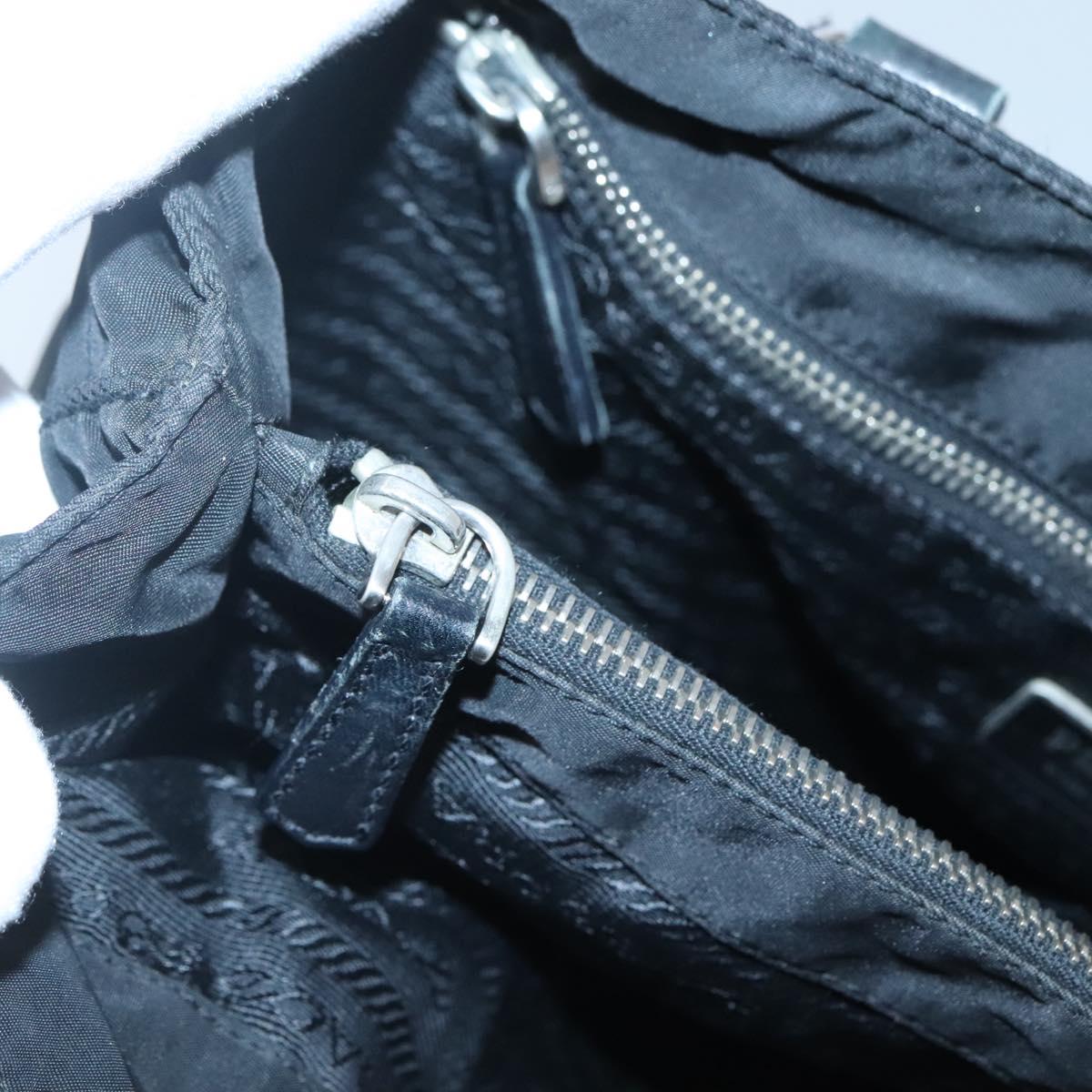PRADA Tote Bag Nylon Black Silver Auth am8250