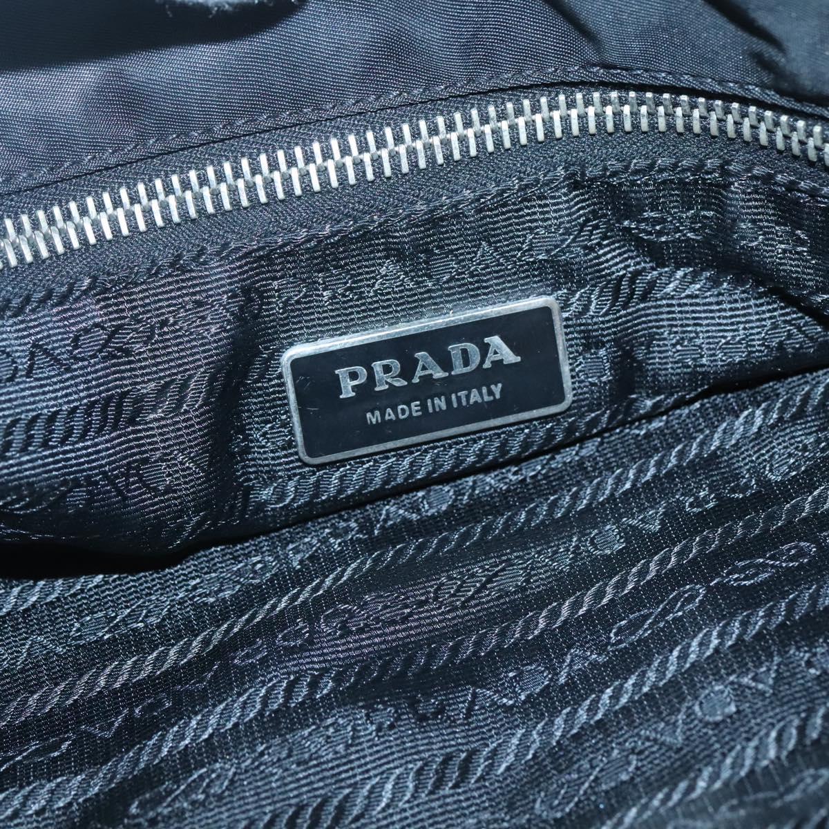 PRADA Tote Bag Nylon Black Silver Auth am8250
