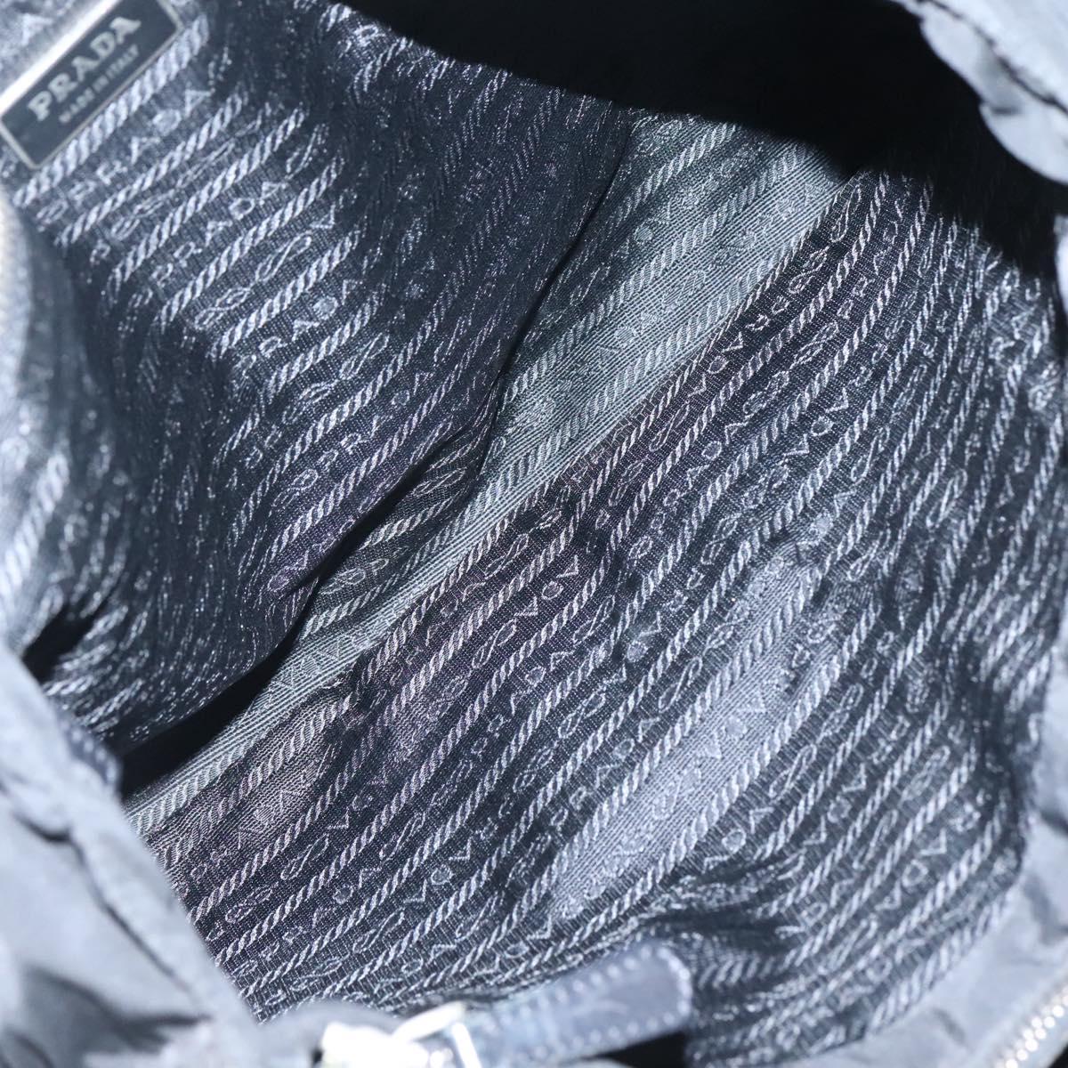 PRADA Tote Bag Nylon Black Silver Auth am8250
