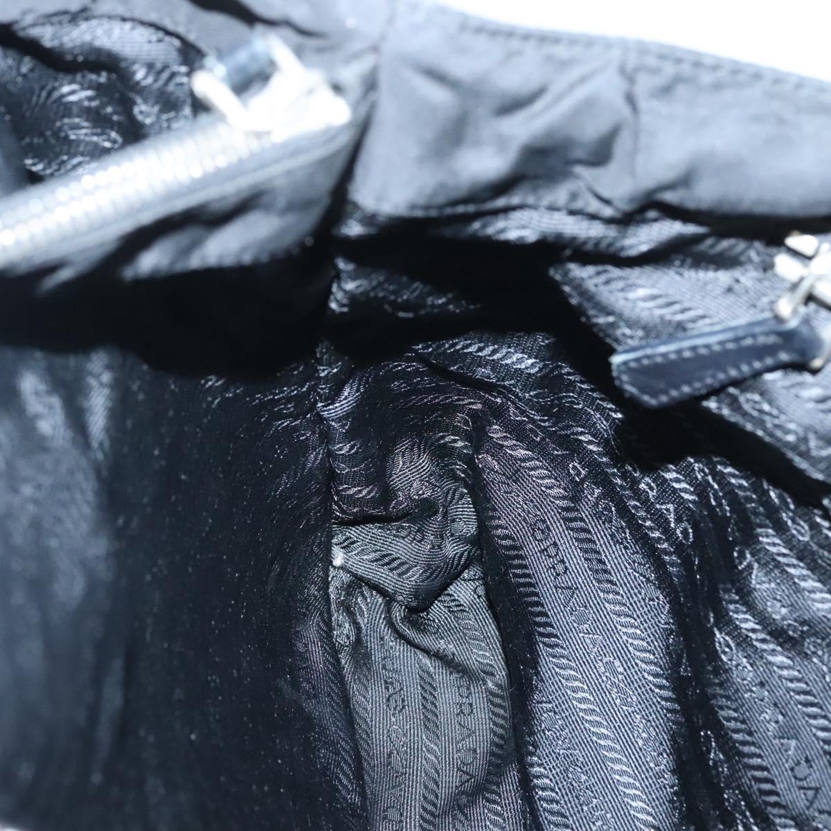 PRADA Tote Bag Nylon Black Silver Auth am8250