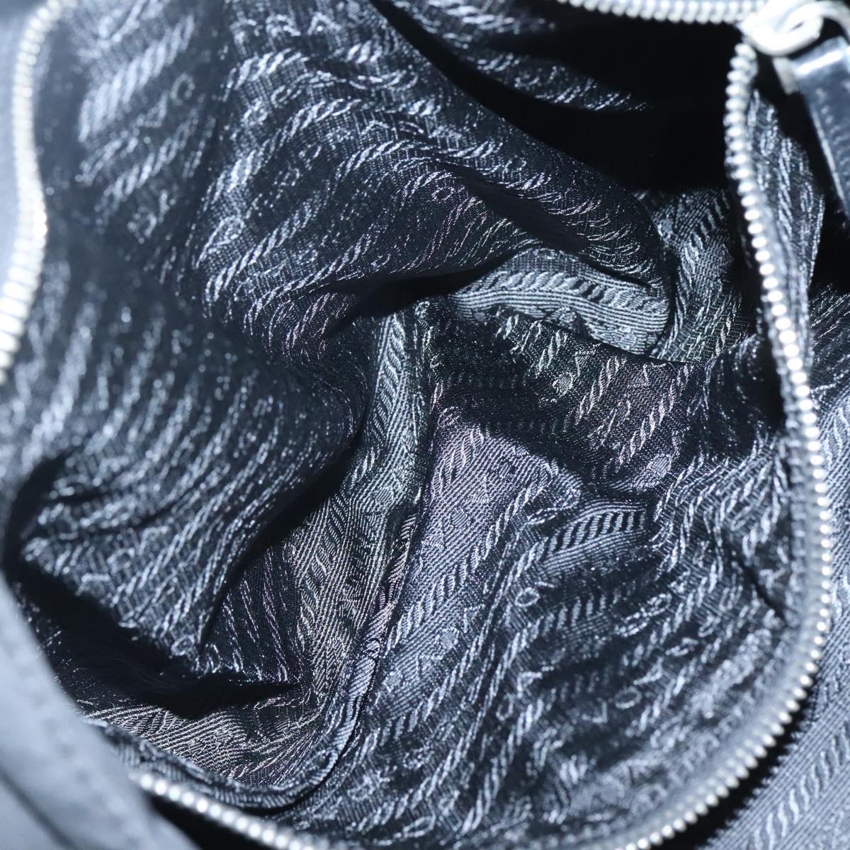 PRADA Tote Bag Nylon Black Silver Auth am8250
