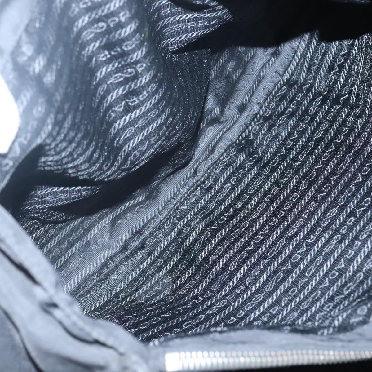 PRADA Tote Bag Nylon Black Silver Auth am8250