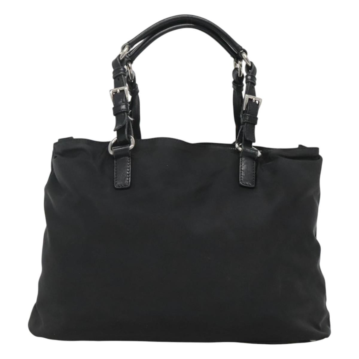 PRADA Tote Bag Nylon Black Silver Auth am8250