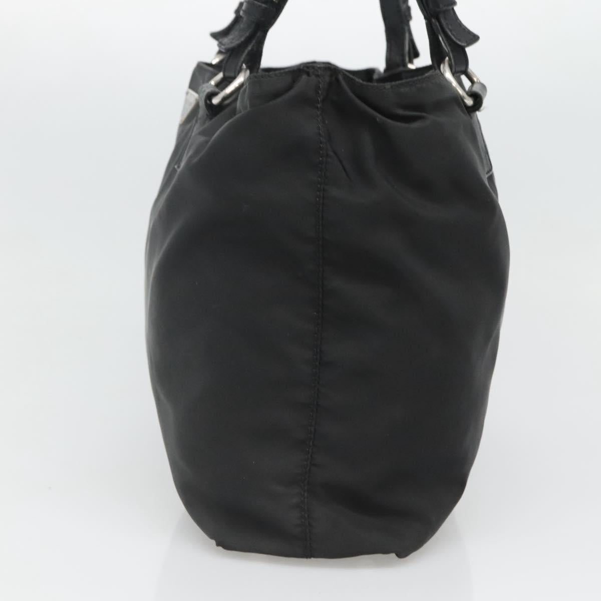 PRADA Tote Bag Nylon Black Silver Auth am8250