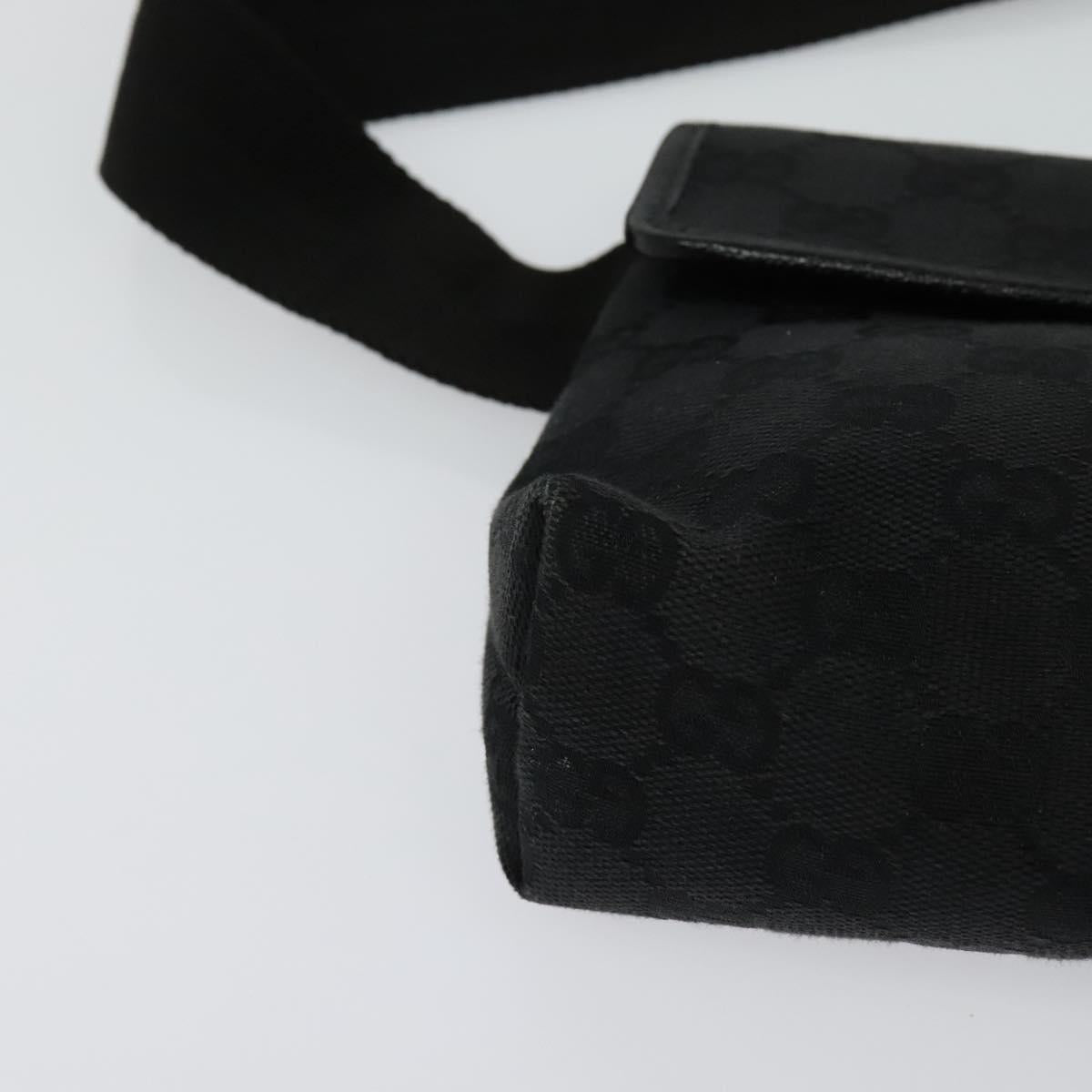 GUCCI GG Canvas Waist bag Black Silver 131236 Auth am8259