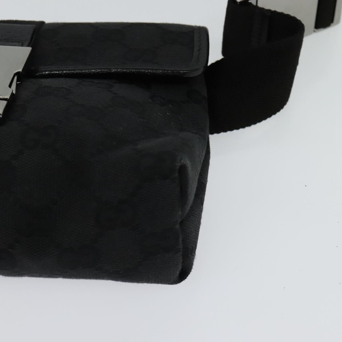 GUCCI GG Canvas Waist bag Black Silver 131236 Auth am8259