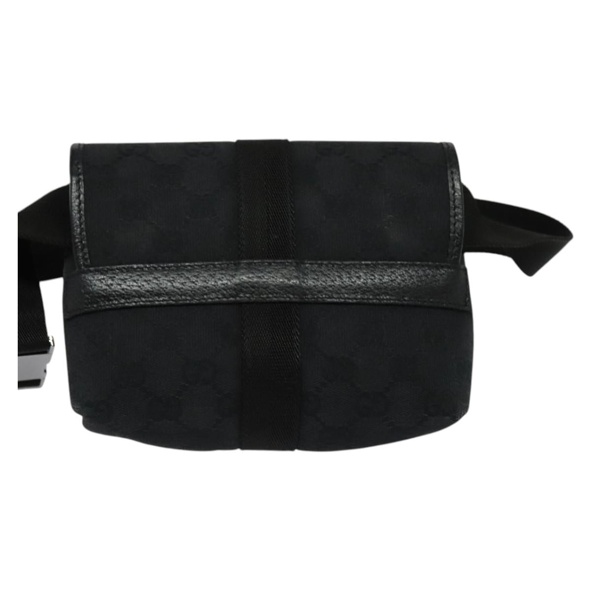 GUCCI GG Canvas Waist bag Black Silver 131236 Auth am8259