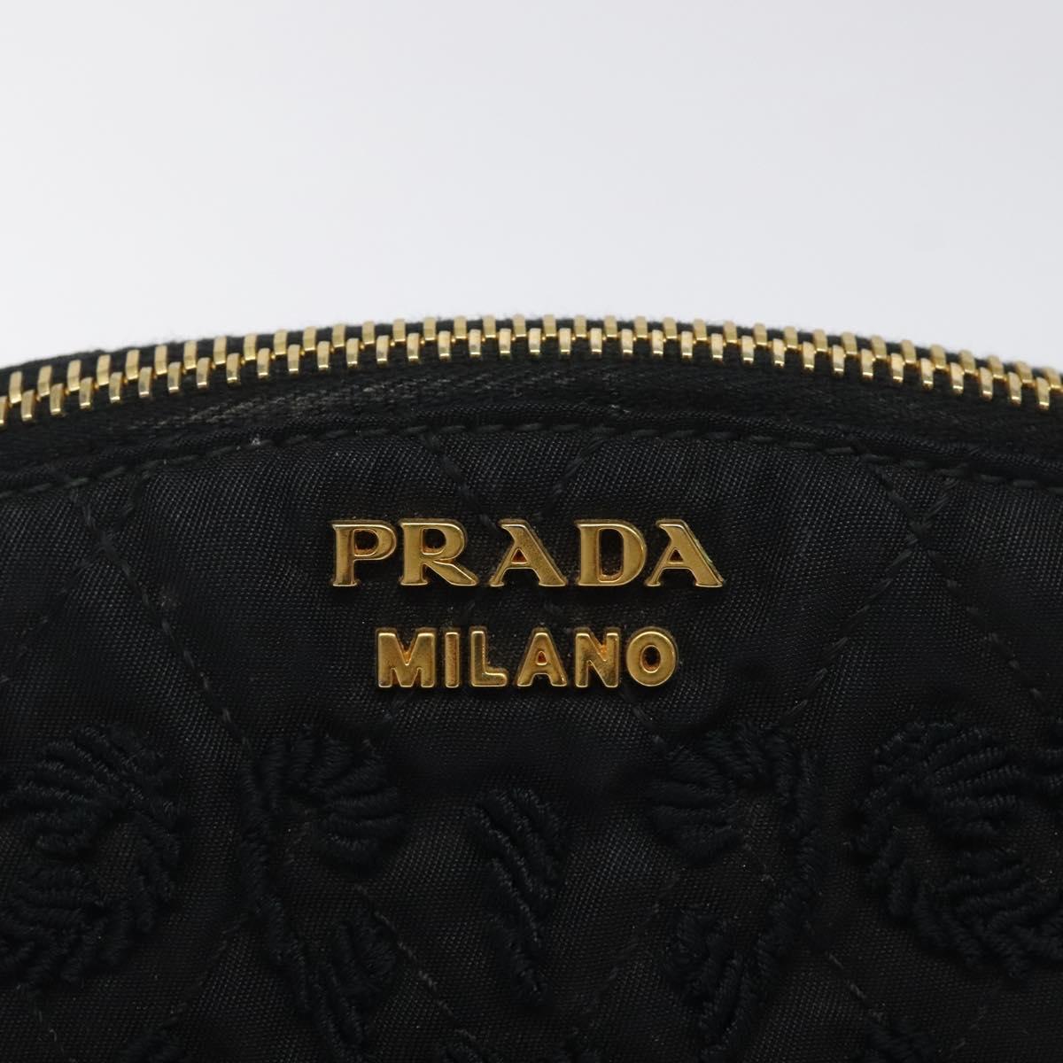 PRADA Pouch Nylon Gold Black Auth am8260