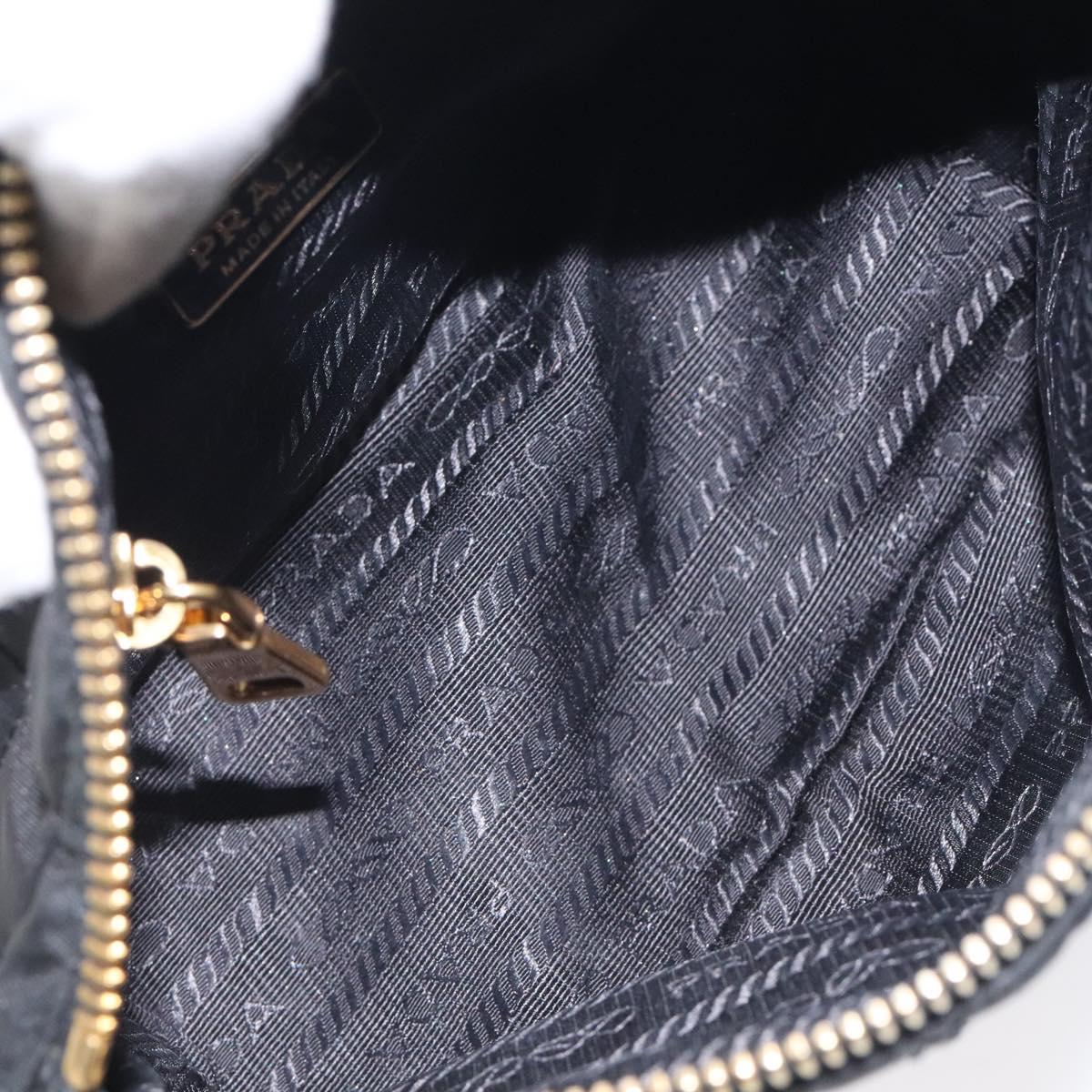 PRADA Pouch Nylon Gold Black Auth am8260