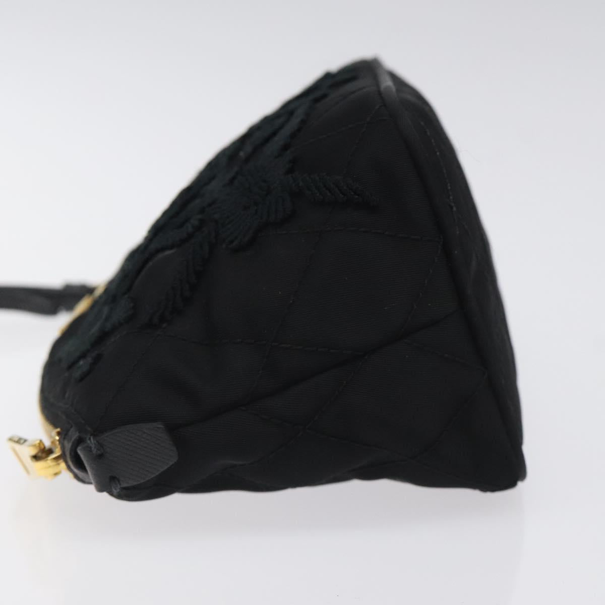 PRADA Pouch Nylon Gold Black Auth am8260