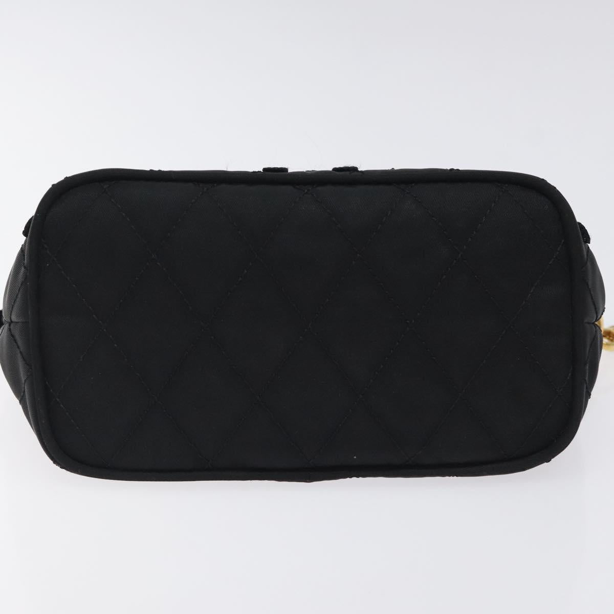 PRADA Pouch Nylon Gold Black Auth am8260
