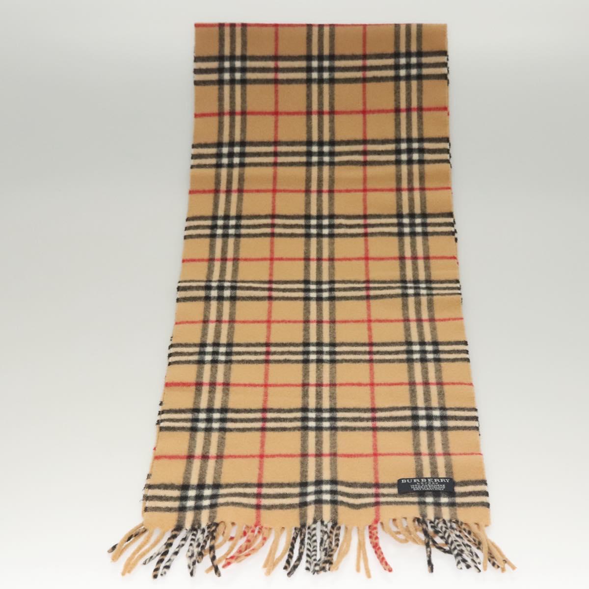 BURBERRY Nova Check Scarf Cashmere Beige Auth am8281