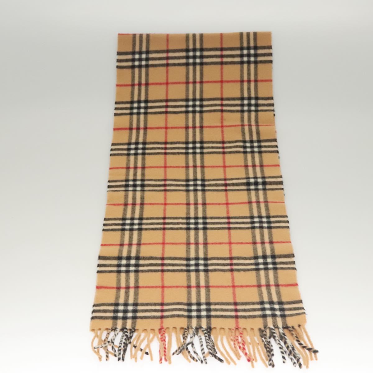BURBERRY Nova Check Scarf Cashmere Beige Auth am8281