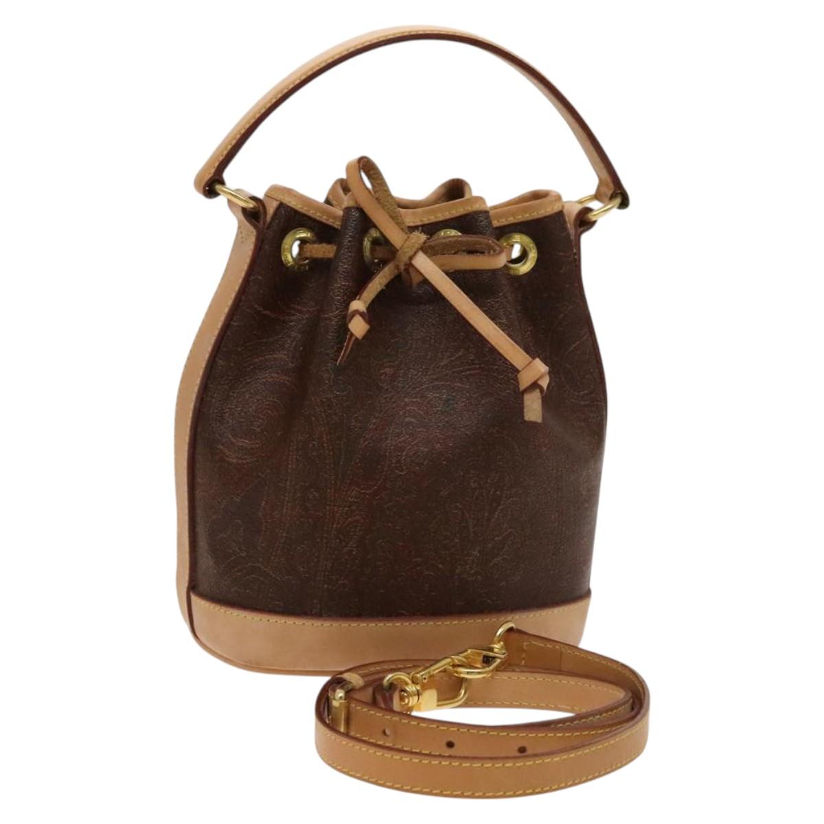ETRO Paisley Shoulder Bag PVC Brown Gold Auth am8283
