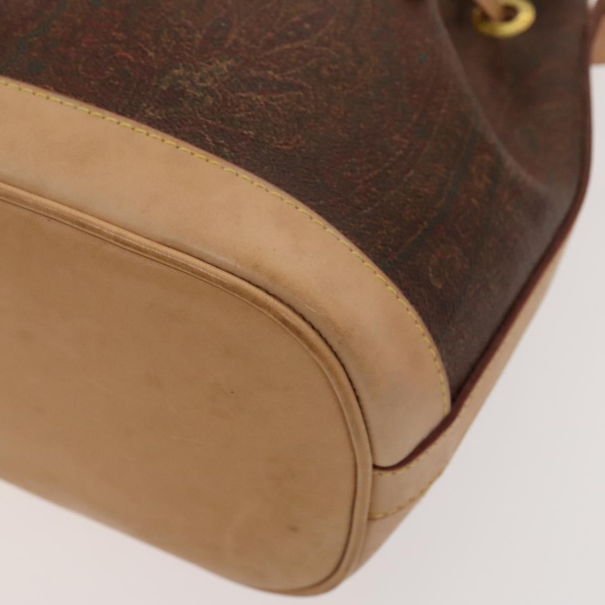 ETRO Paisley Shoulder Bag PVC Brown Gold Auth am8283