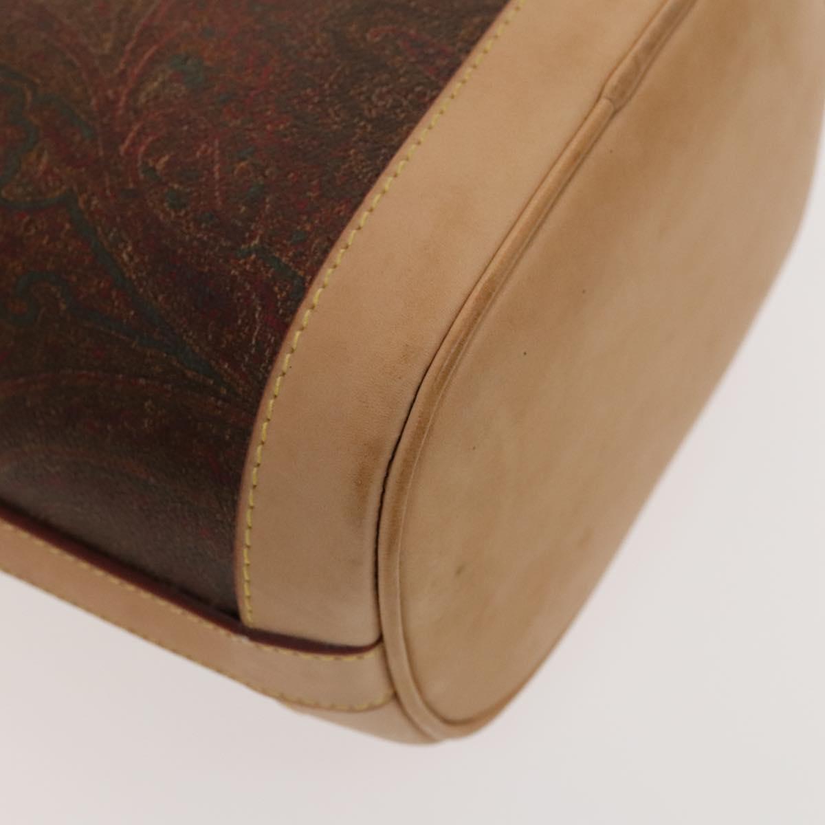 ETRO Paisley Shoulder Bag PVC Brown Gold Auth am8283